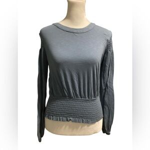 1. STATE XS Dusty Blue Long Sleeve Ruched Blouse